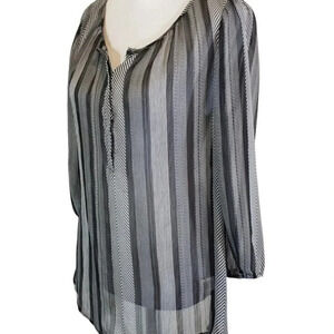Liz Claiborne‎ M black/white sheer tunic
